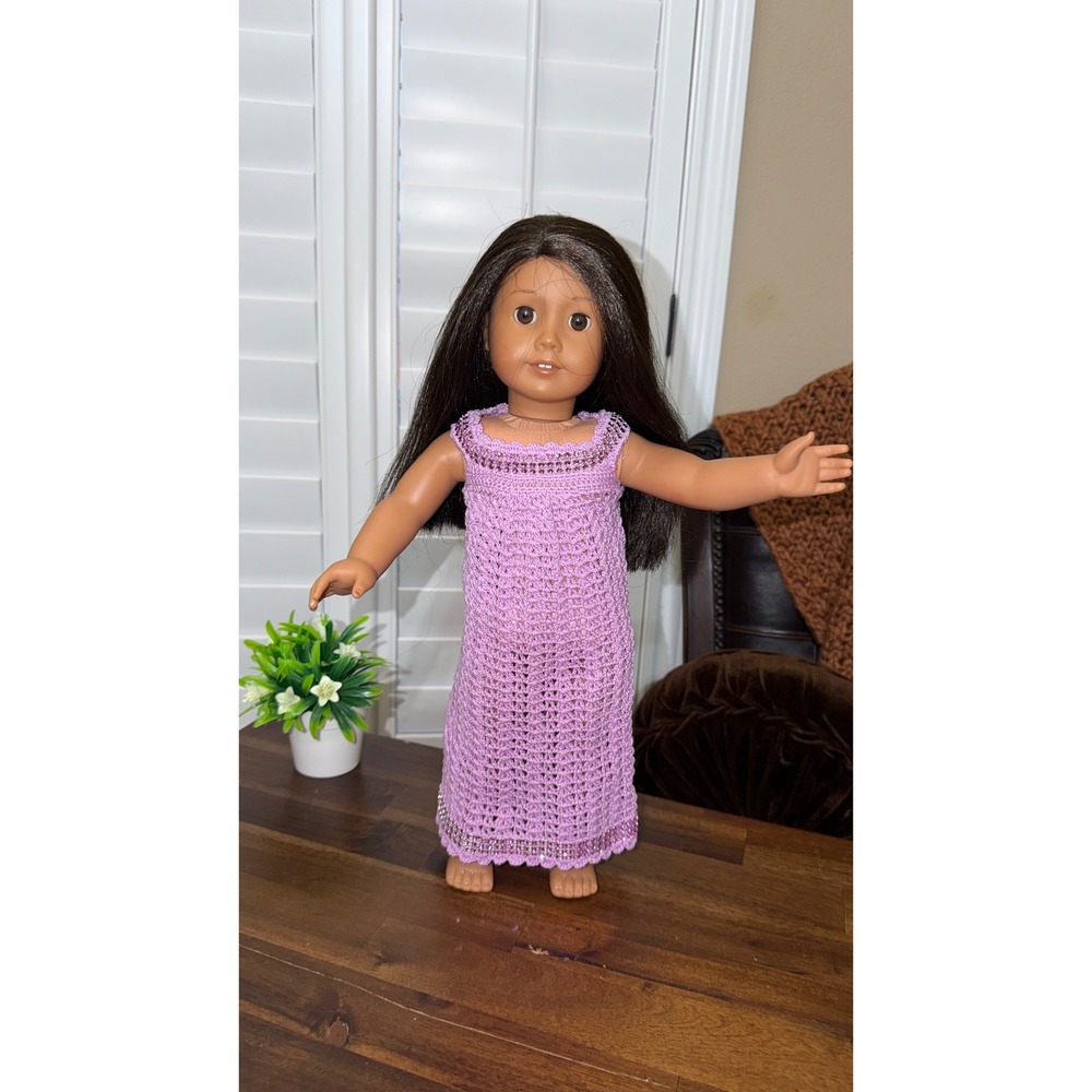 Handmade Lavender Crochet Doll Dress w Sequins for 18 Inch Doll Purple no doll